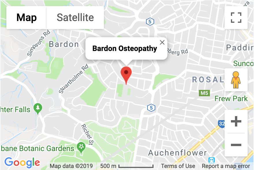 location map Bardon Osteopathy